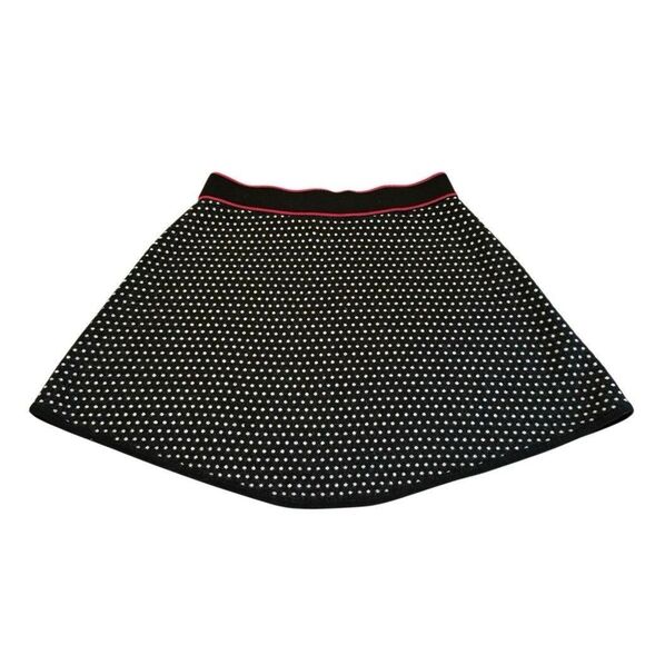 Krimson Klover Merino Wool Skirt Large Black White Polk Dot Knit Elastic Waist - Picture 2 of 7